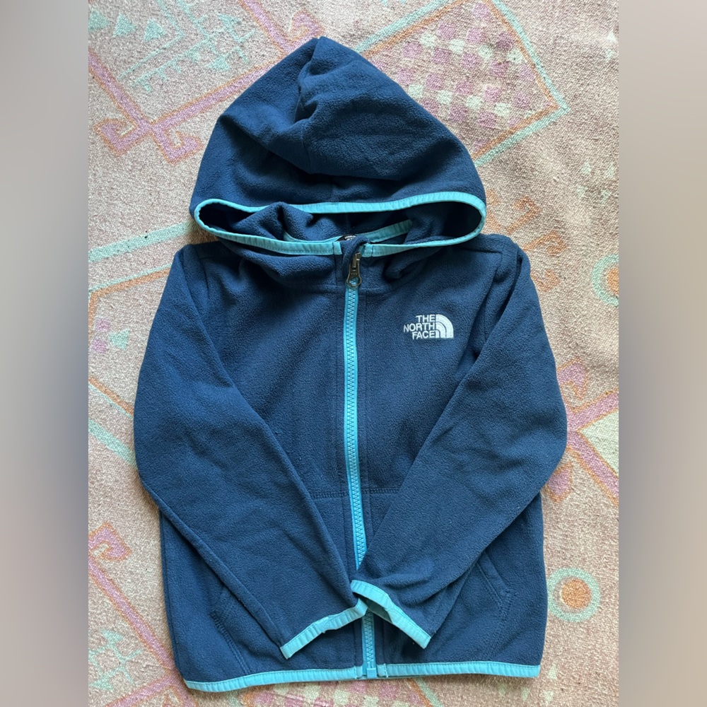 The North Face Blue Hooded Sweatshirt with Turquoise Accents